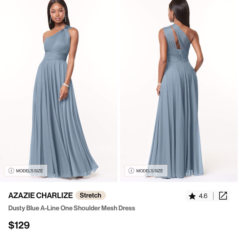 Azazie Charlize Dusty Blue One Shoulder Dress